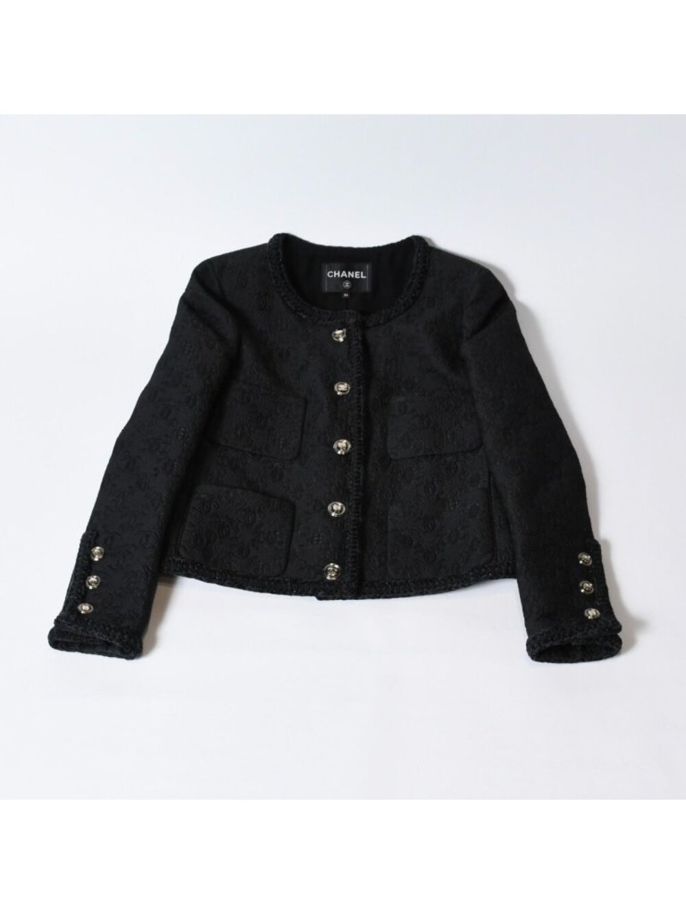 Chanel Tweed Jacket CC Logo Black